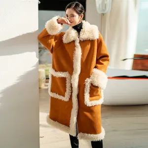 8GIRLS DESIGN OVERSIZE BORG LINED FAUX SUEDE COAT
