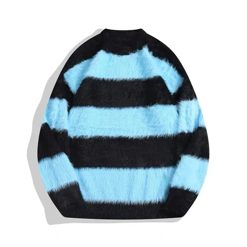 Aidase Autumn Winter Fashion Man Loose Sweater Casual O Neck Long Sleeves Solid Color With Stripes Outwear Sweater Clothing