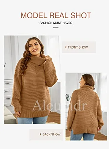 Aleumdr Womens Fashion Warm Turtleneck Long Sleeves Solid Printed Chunky Knit Jumper Pullover Sweater Khaki Small