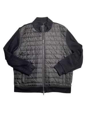 Alfani Mens Mixed Media Quilted Full Bomber Jacket Coat Black Small