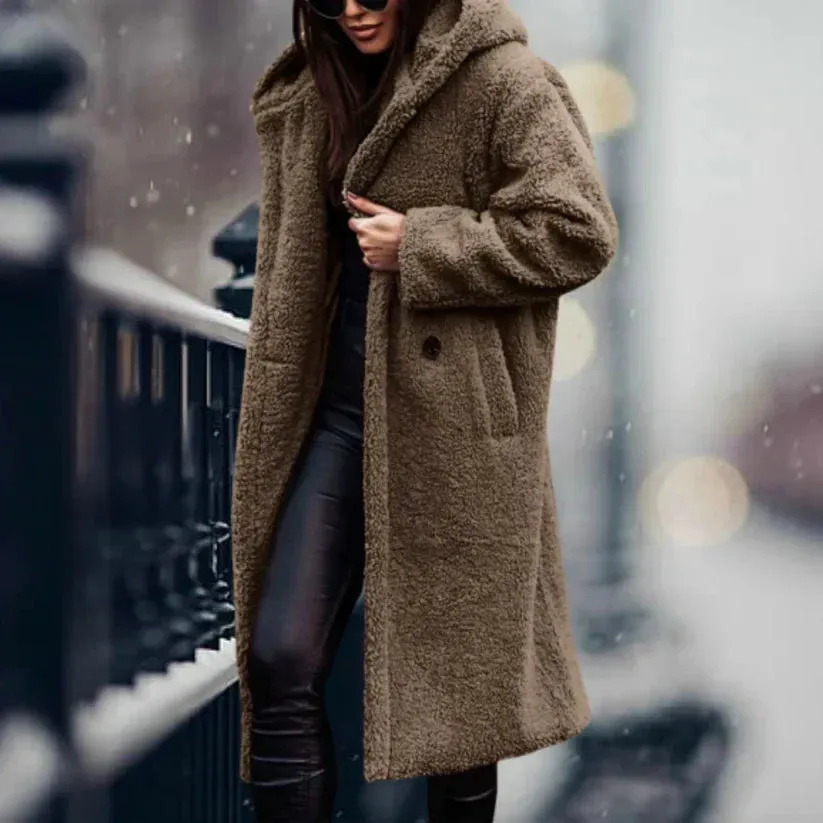 Amadora | Teddy Long Winter Coat - Comfortable Warm Jacket for Women, Soft Cozy Winter Outerwear
