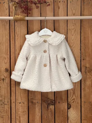 Beautiful Ivory/Cream Teddy coat with frill collar.