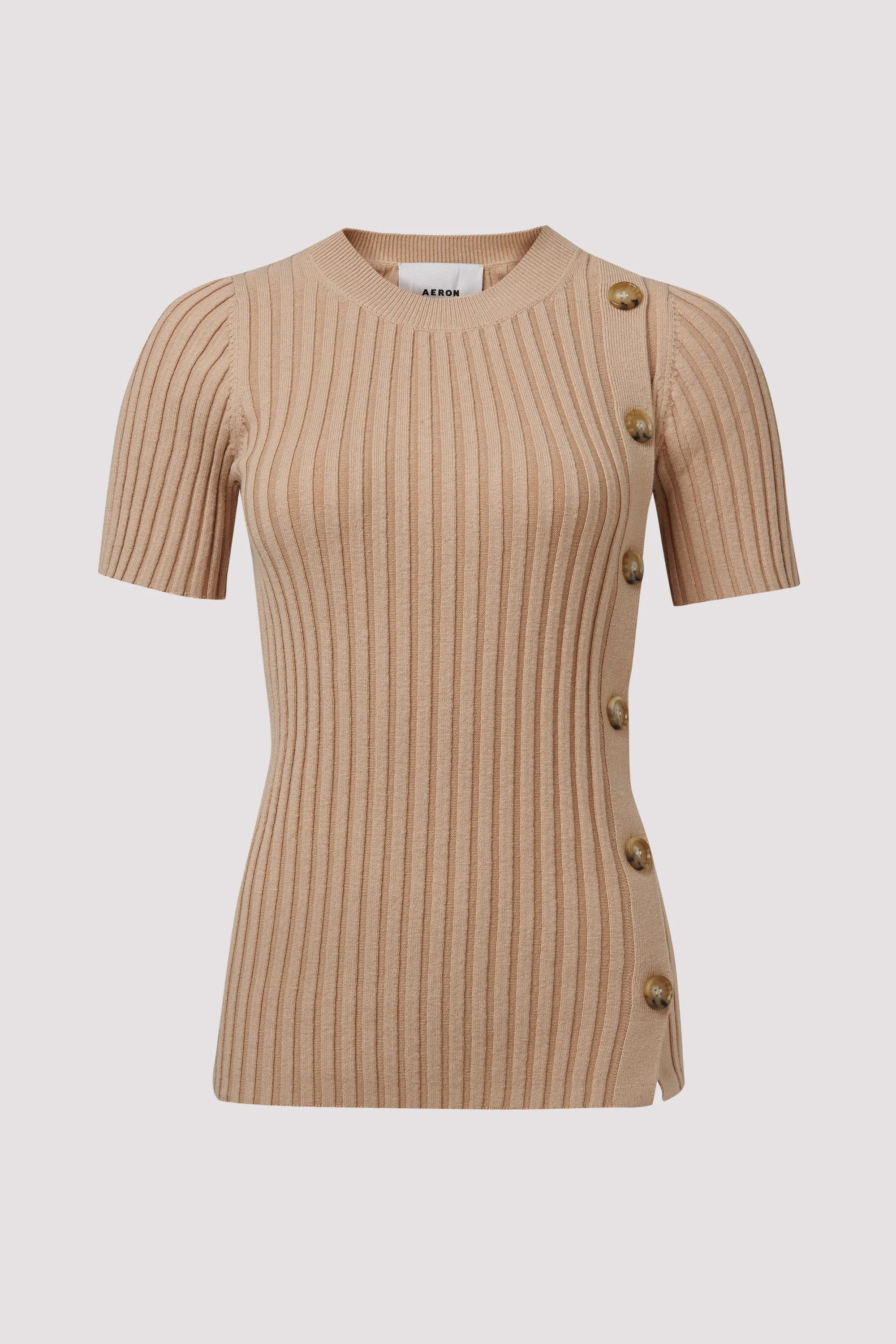 Beige Weston Short Sleeve Knit Top