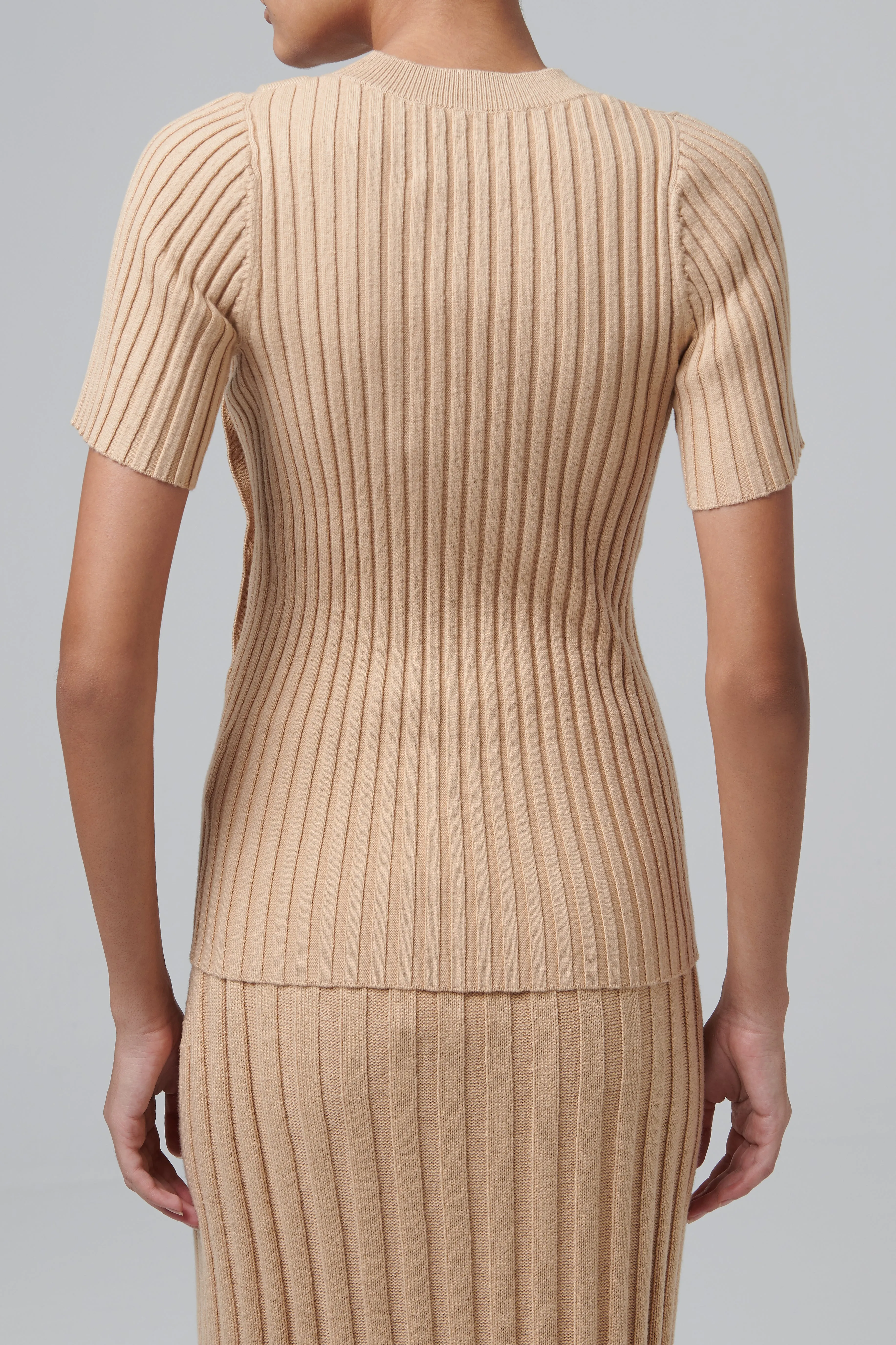 Beige Weston Short Sleeve Knit Top