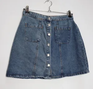 Blue Denim Button-Down Mini-Skirt - S