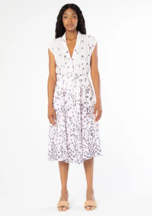 Collared Retro Floral Midi Dress
