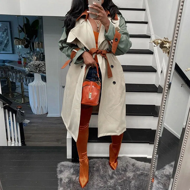 Color Block Button Down Long Coat