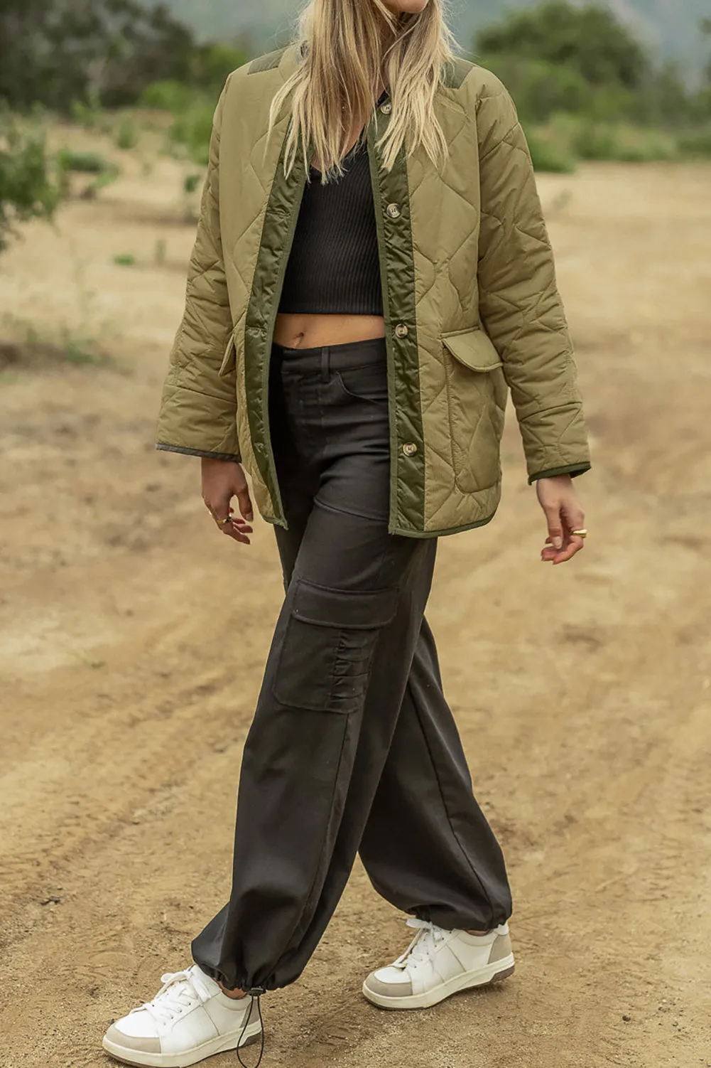 Color-Blocked Quilted Jacket