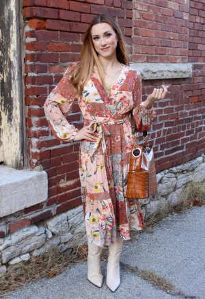 Floral Mixed Print Tiered Dress