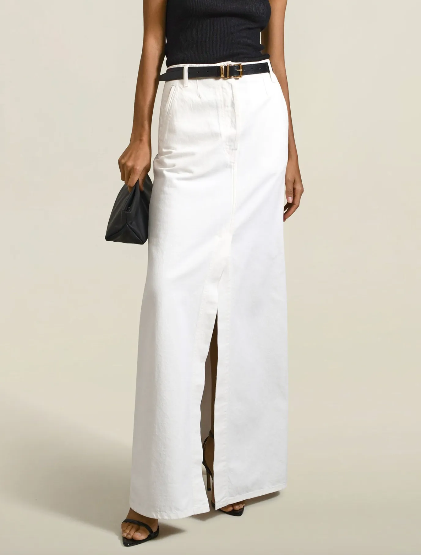 Harper Denim Skirt White