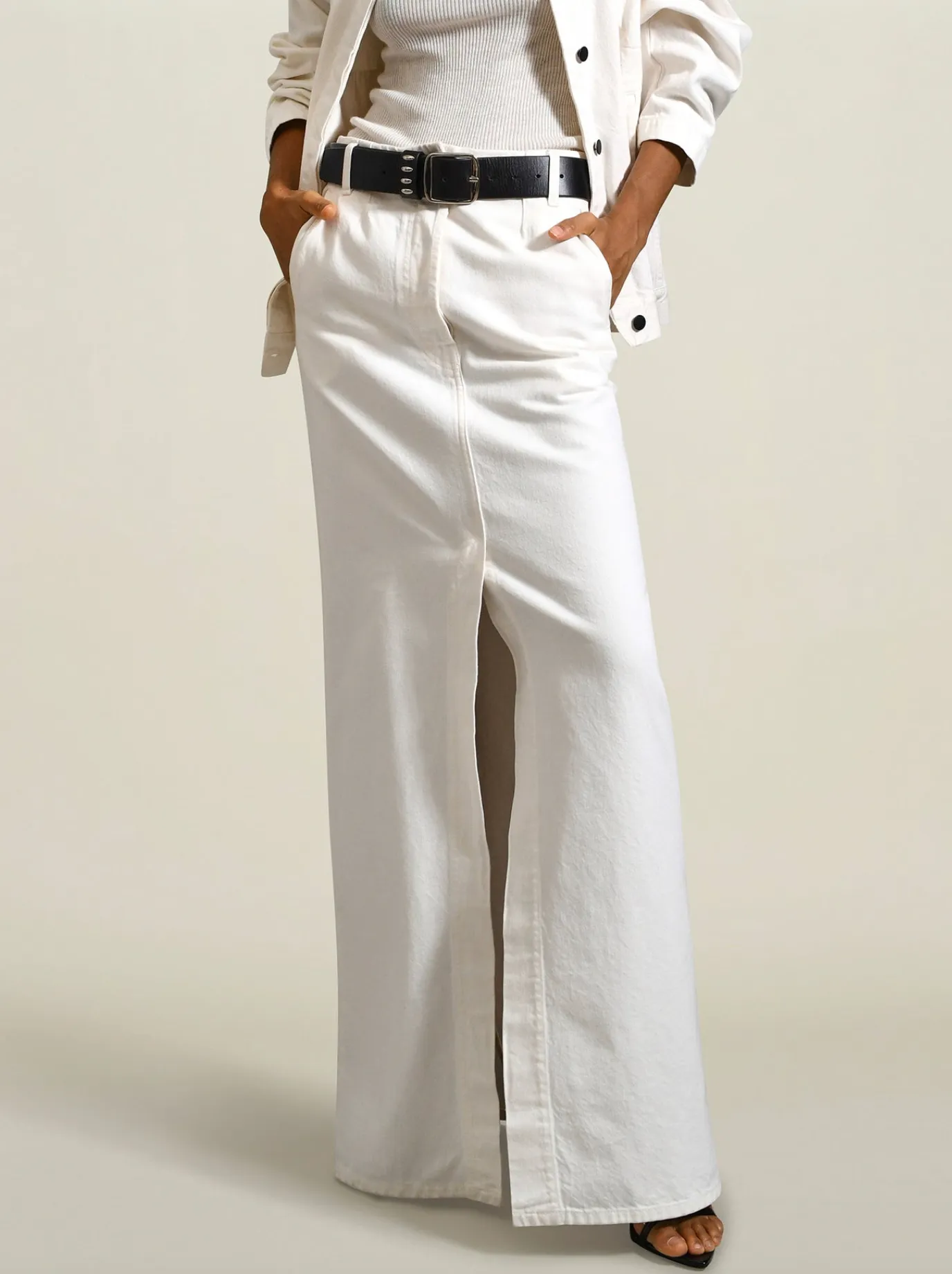 Harper Denim Skirt White