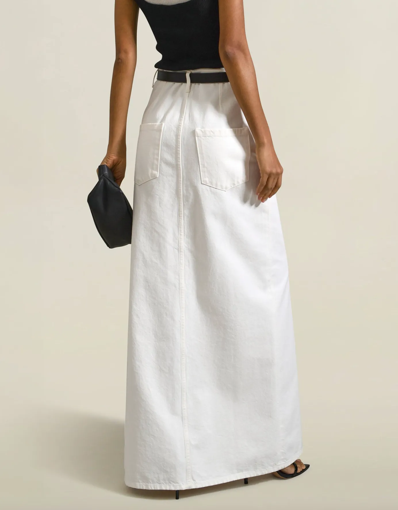 Harper Denim Skirt White