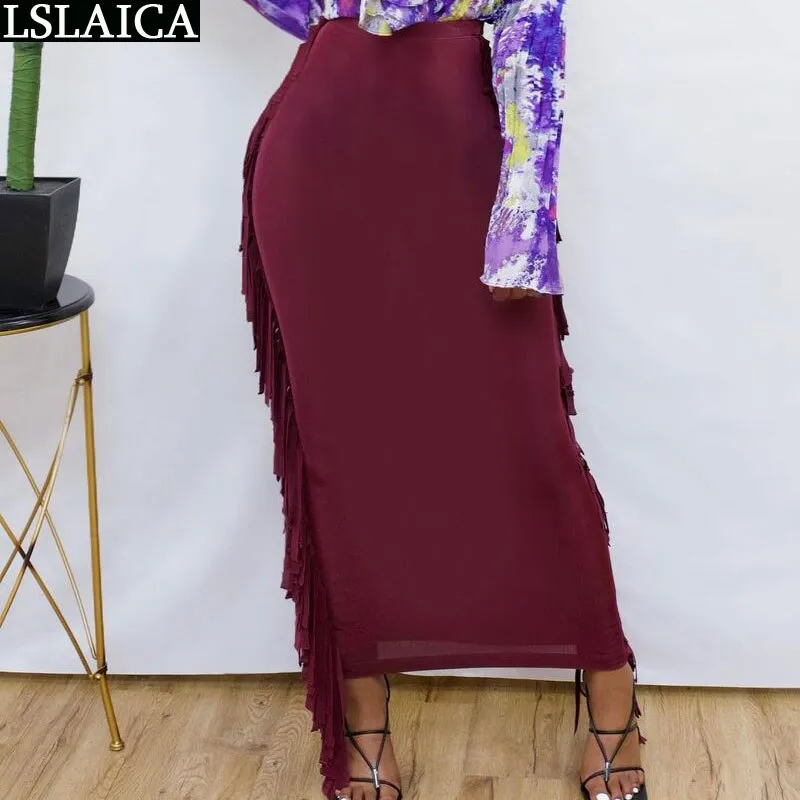 High Waist Tassel Skirt