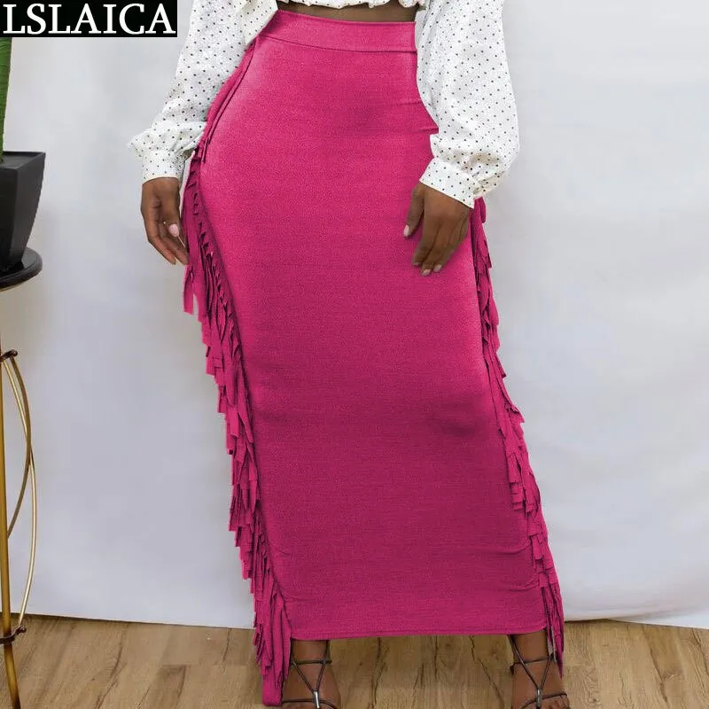 High Waist Tassel Skirt