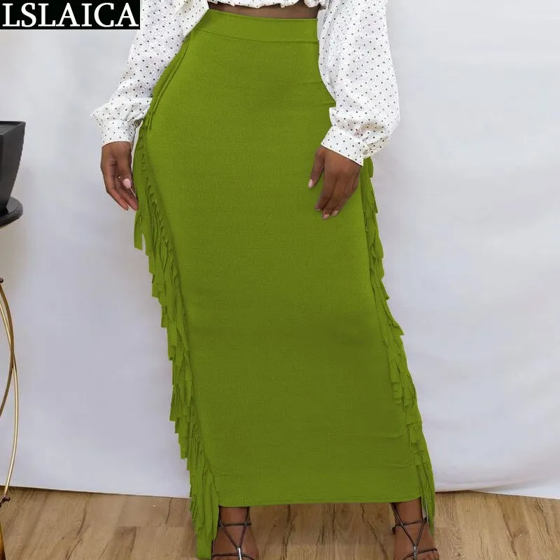 High Waist Tassel Skirt