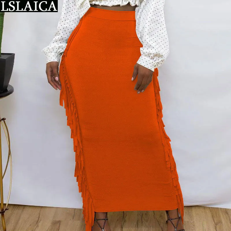 High Waist Tassel Skirt