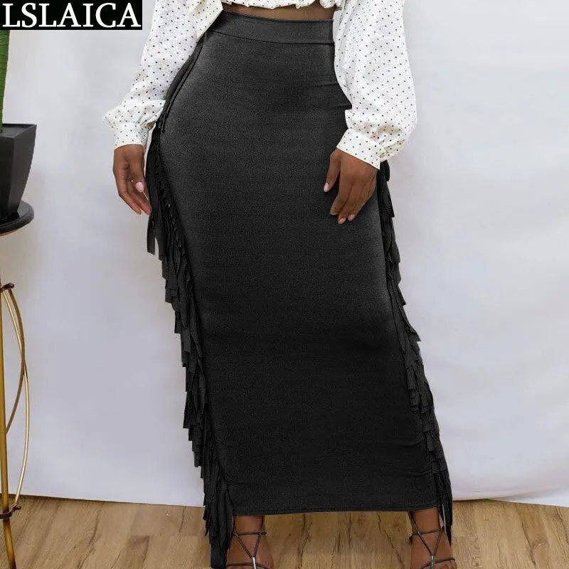 High Waist Tassel Skirt