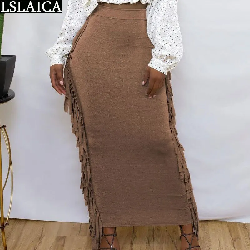 High Waist Tassel Skirt