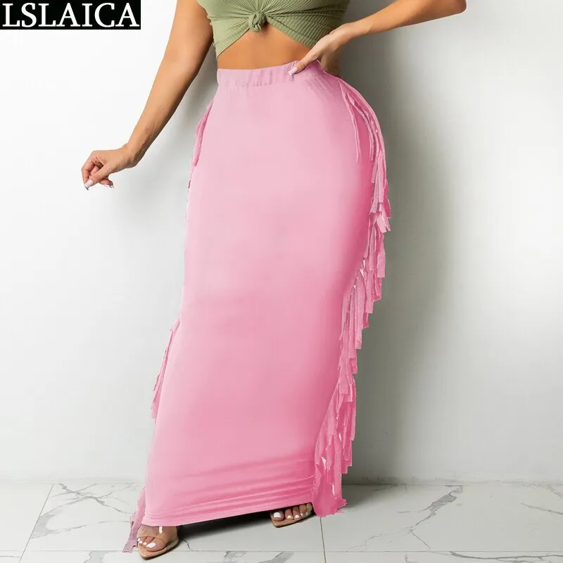 High Waist Tassel Skirt