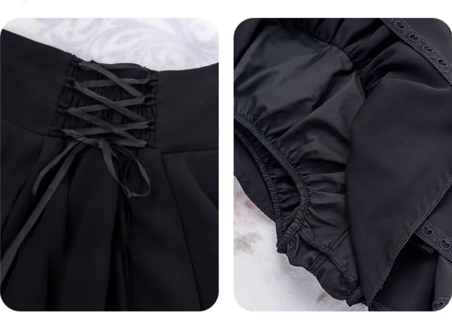 Jirai Kei Blouse Heart Button Shirt Black Double Layer Skirt