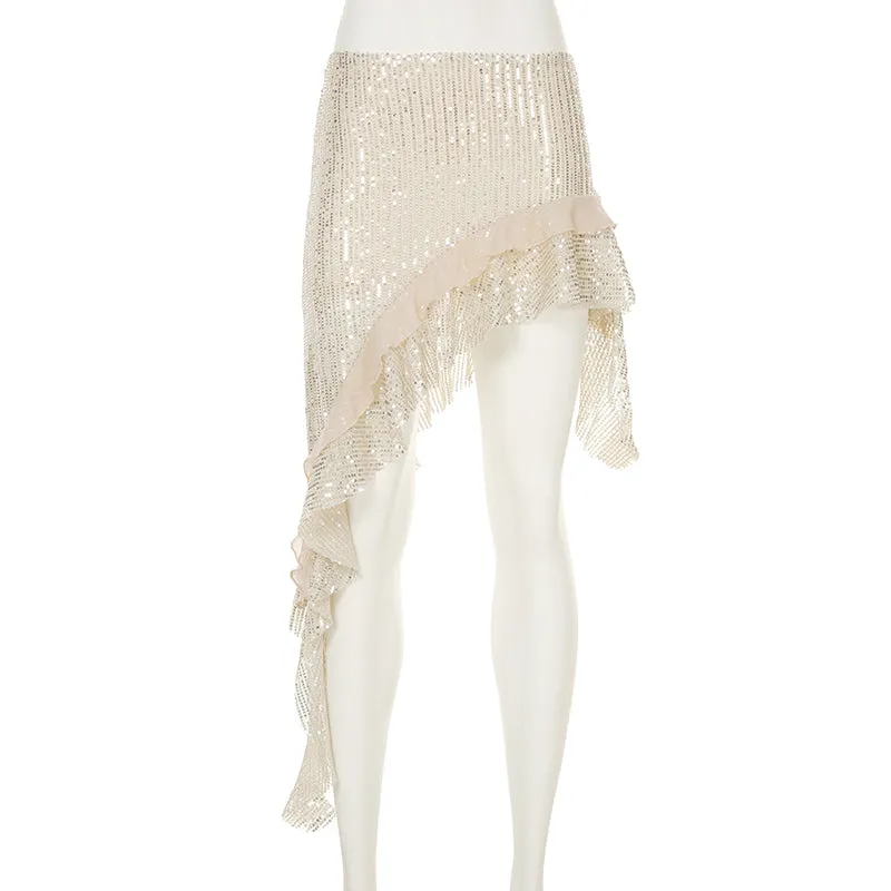 Joseline Sequined Ruffled Mini Skirt