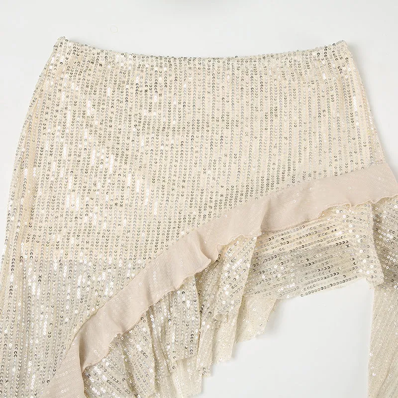 Joseline Sequined Ruffled Mini Skirt