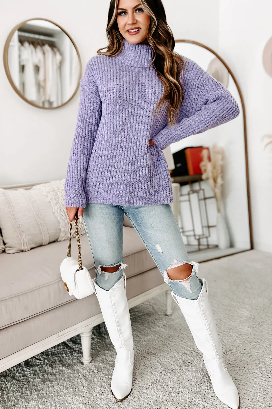 Keep It To Yourself Turtleneck Sweater (Purple)