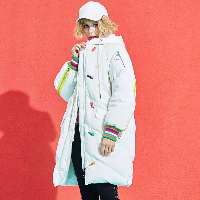 MAXMARTIN WHITE OVERSIZE PUFFER COAT WITH LETTERS AND ZIP DETAIL M85084R041