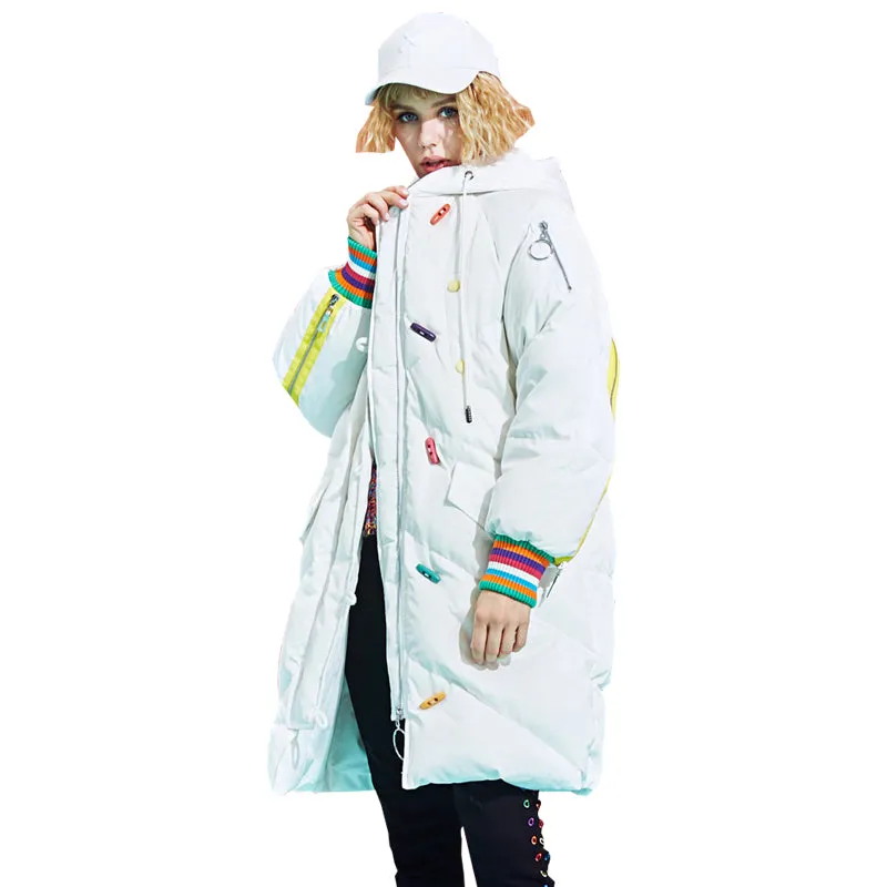MAXMARTIN WHITE OVERSIZE PUFFER COAT WITH LETTERS AND ZIP DETAIL M85084R041