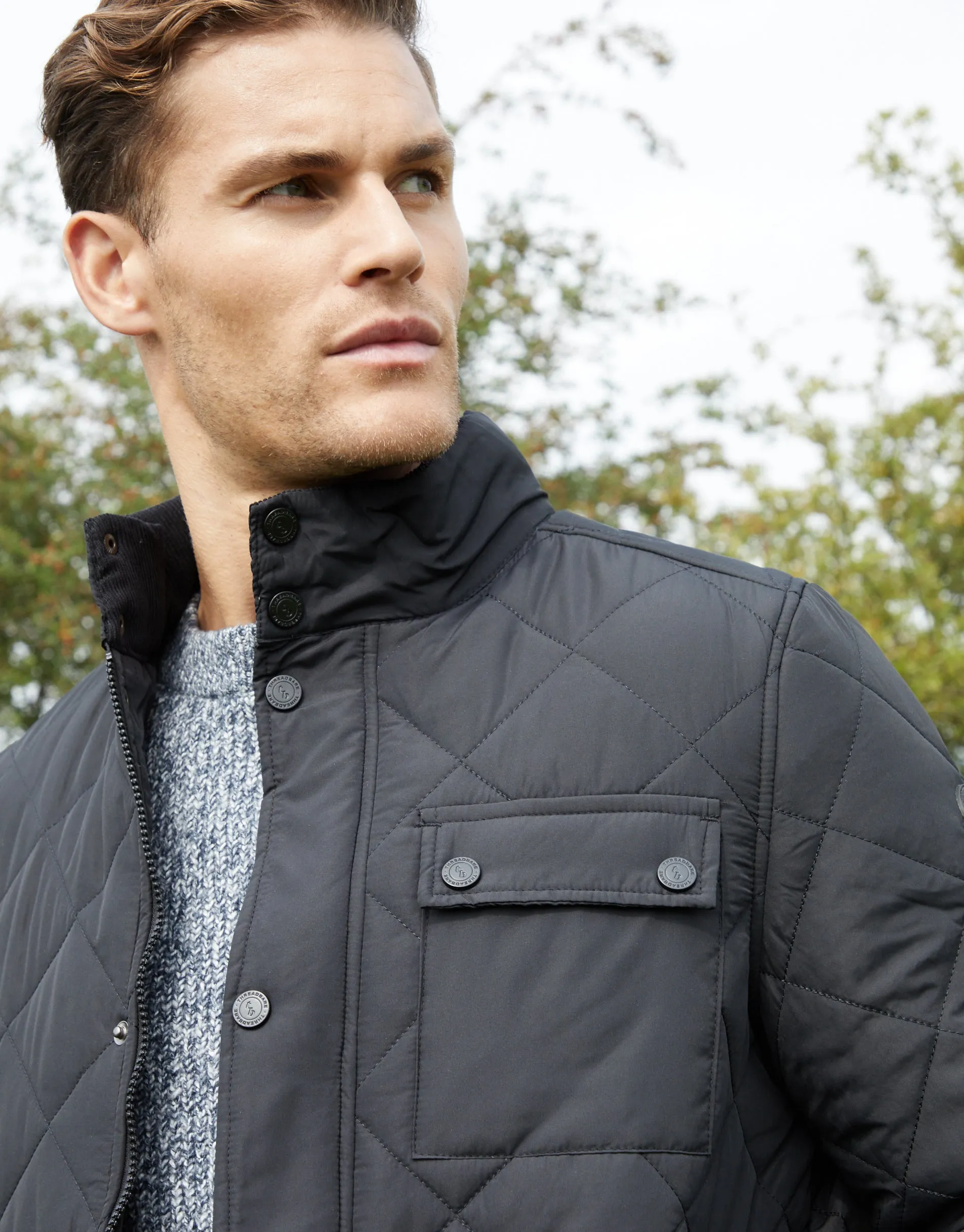 Men's Black Showerproof Diamond Quilted Jacket