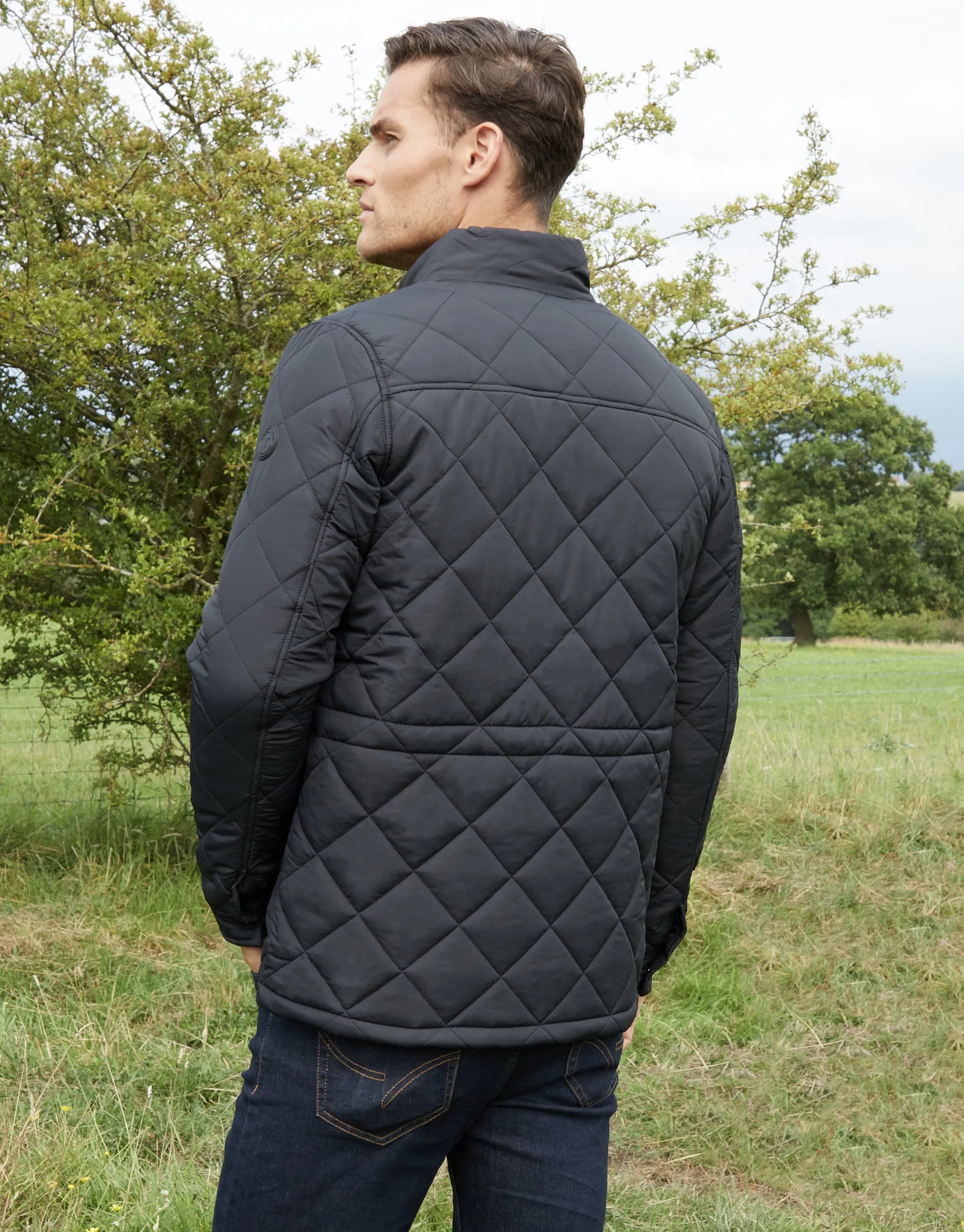 Men's Black Showerproof Diamond Quilted Jacket