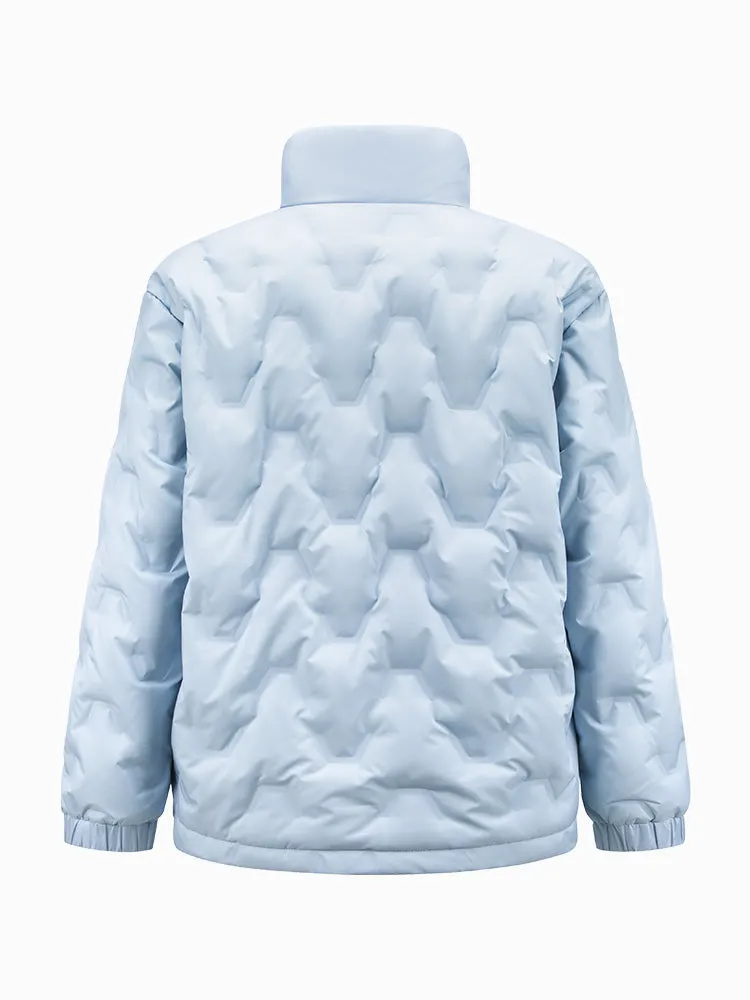 Men's gray and white short regular down jacket