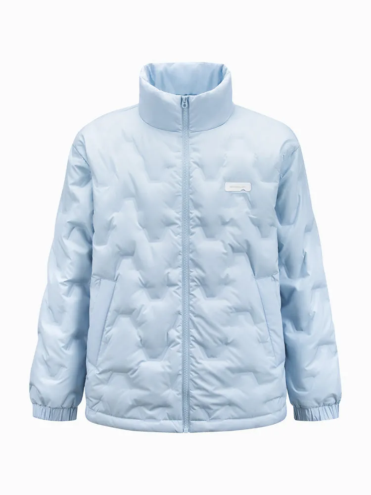 Men's gray and white short regular down jacket