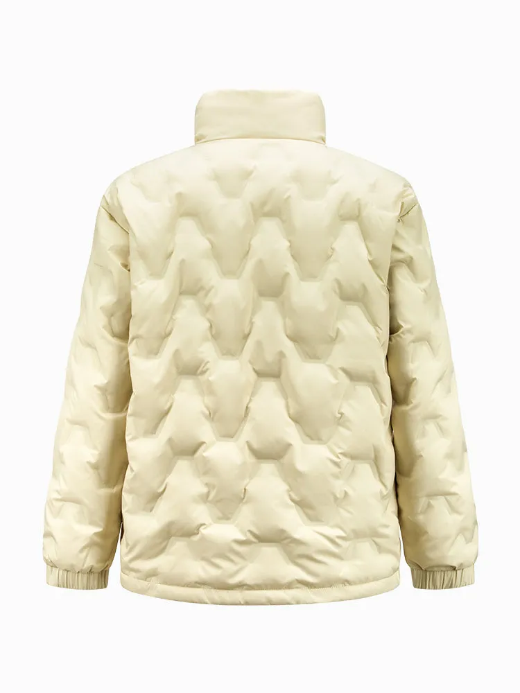 Men's gray and white short regular down jacket