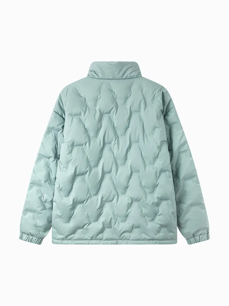 Men's gray and white short regular down jacket
