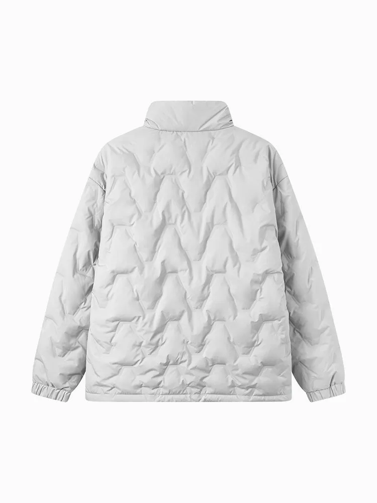 Men's gray and white short regular down jacket