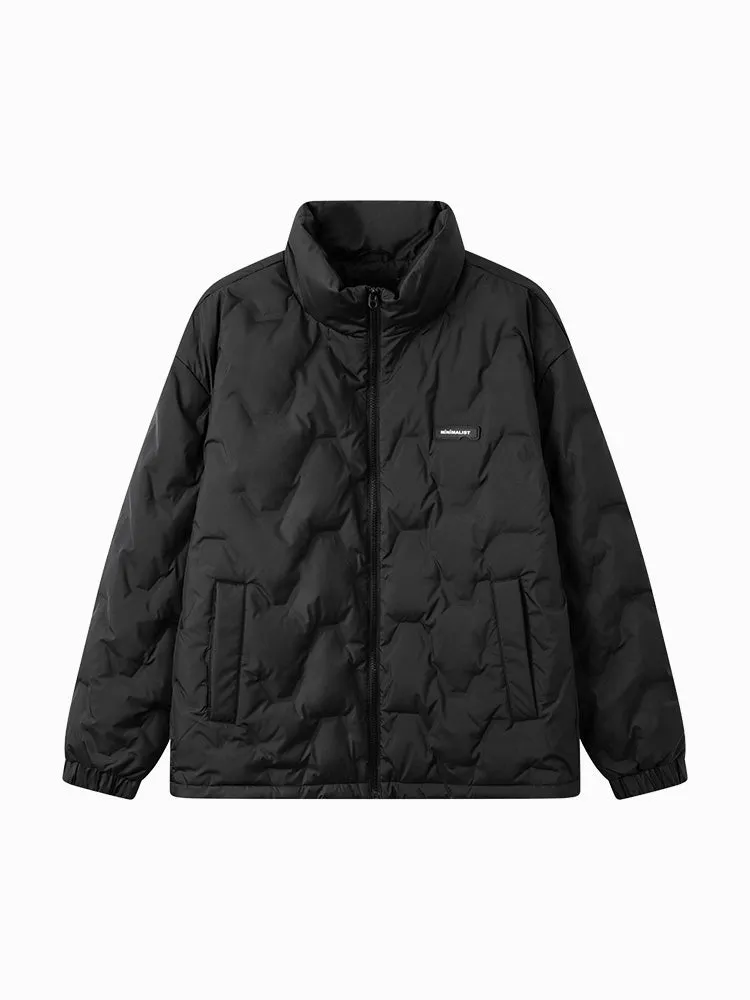 Men's gray and white short regular down jacket