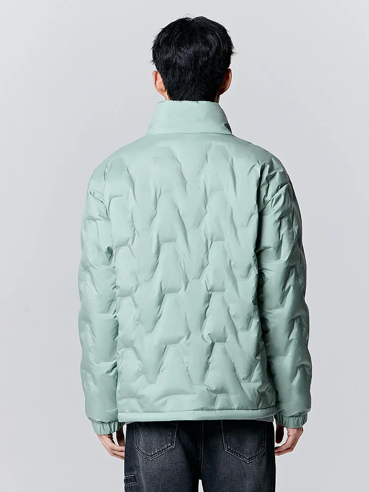 Men's gray and white short regular down jacket