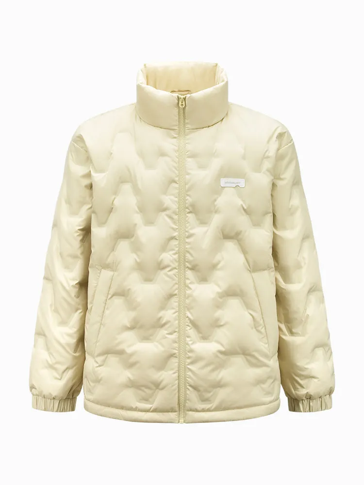 Men's gray and white short regular down jacket