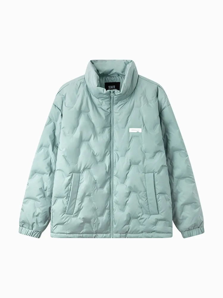 Men's gray and white short regular down jacket