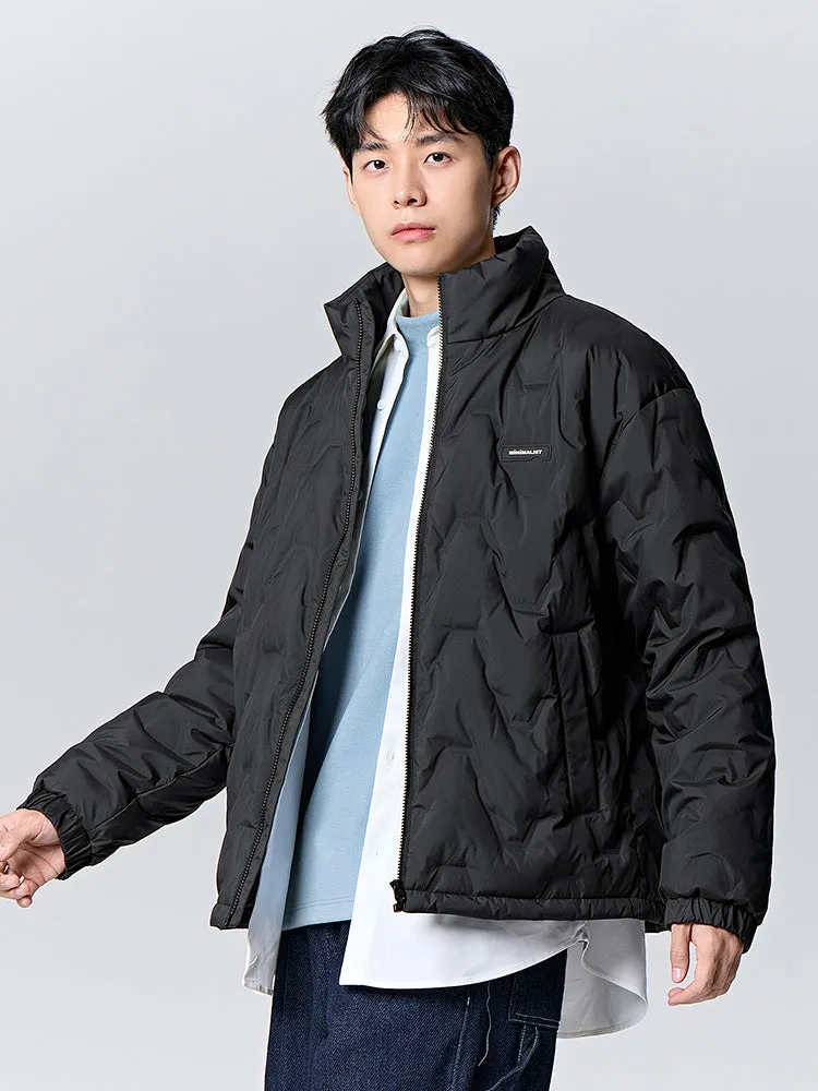 Men's gray and white short regular down jacket