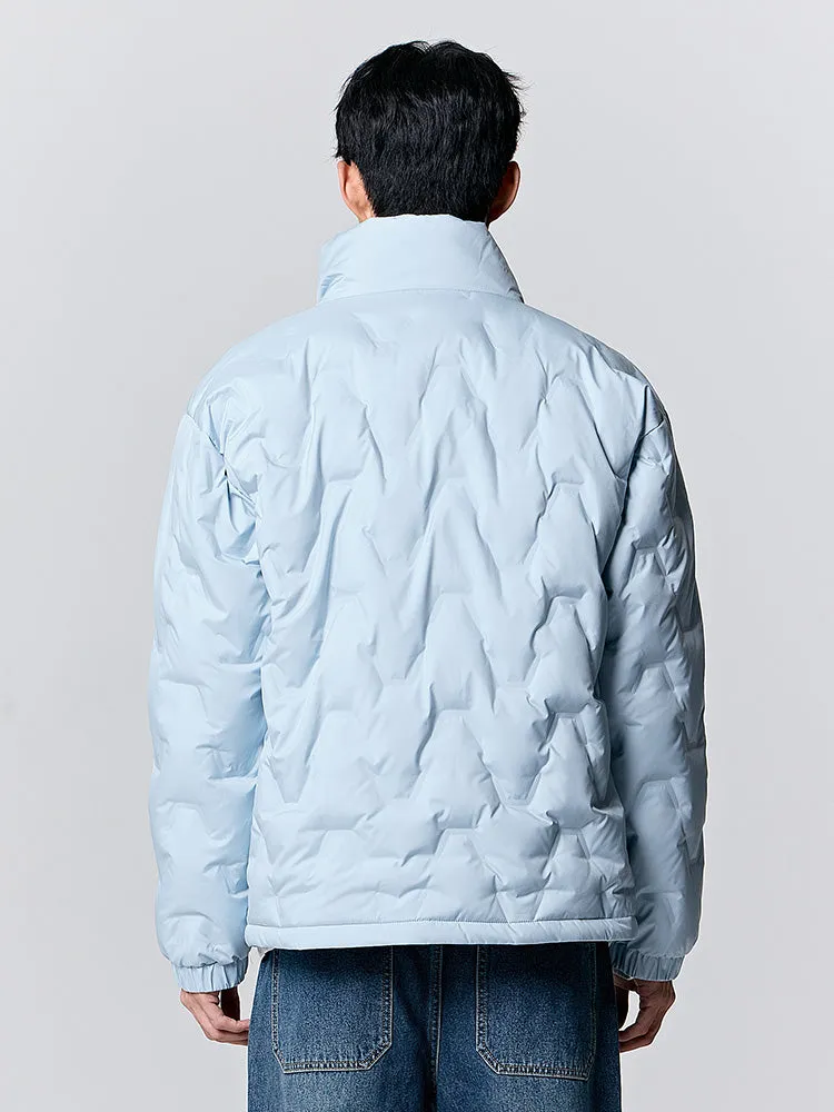 Men's gray and white short regular down jacket