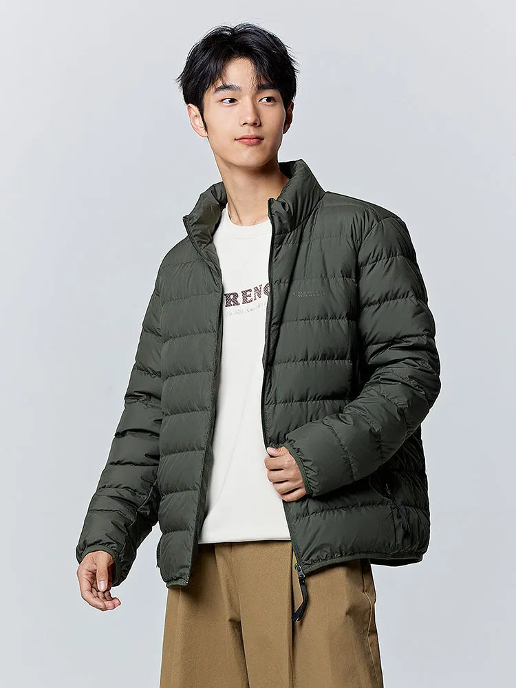 Men's short and light down jacket