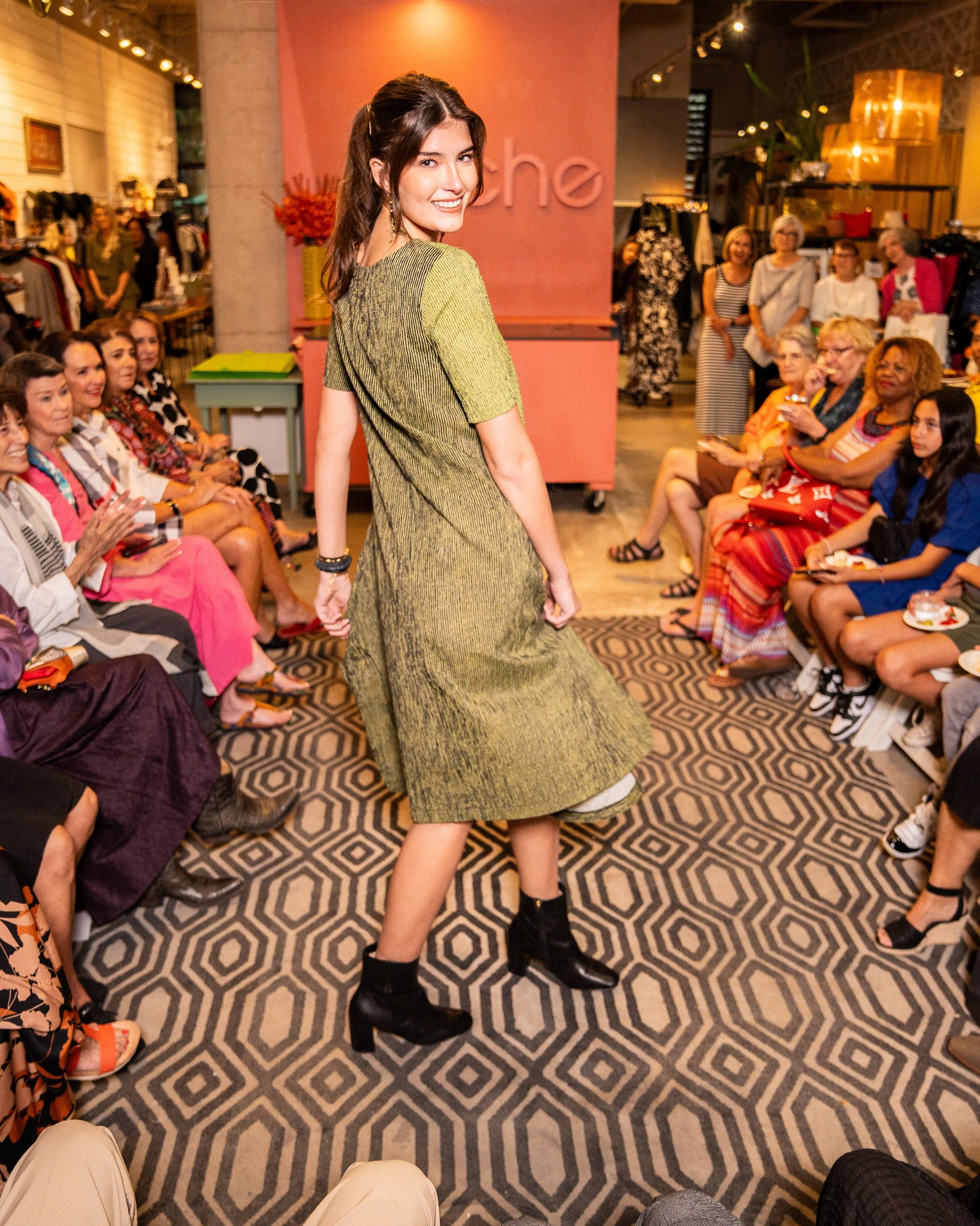 Niche - Ridge Stripe - Florence Dress - Green