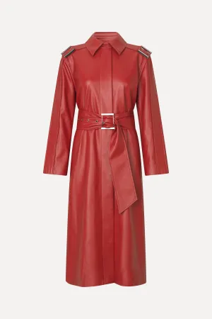 Oversized Trenchcoat With Buckle Belt - Red Ochre