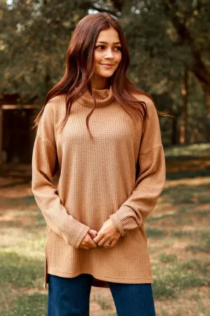 Paige - Oversize Turtleneck Sweater - Tan