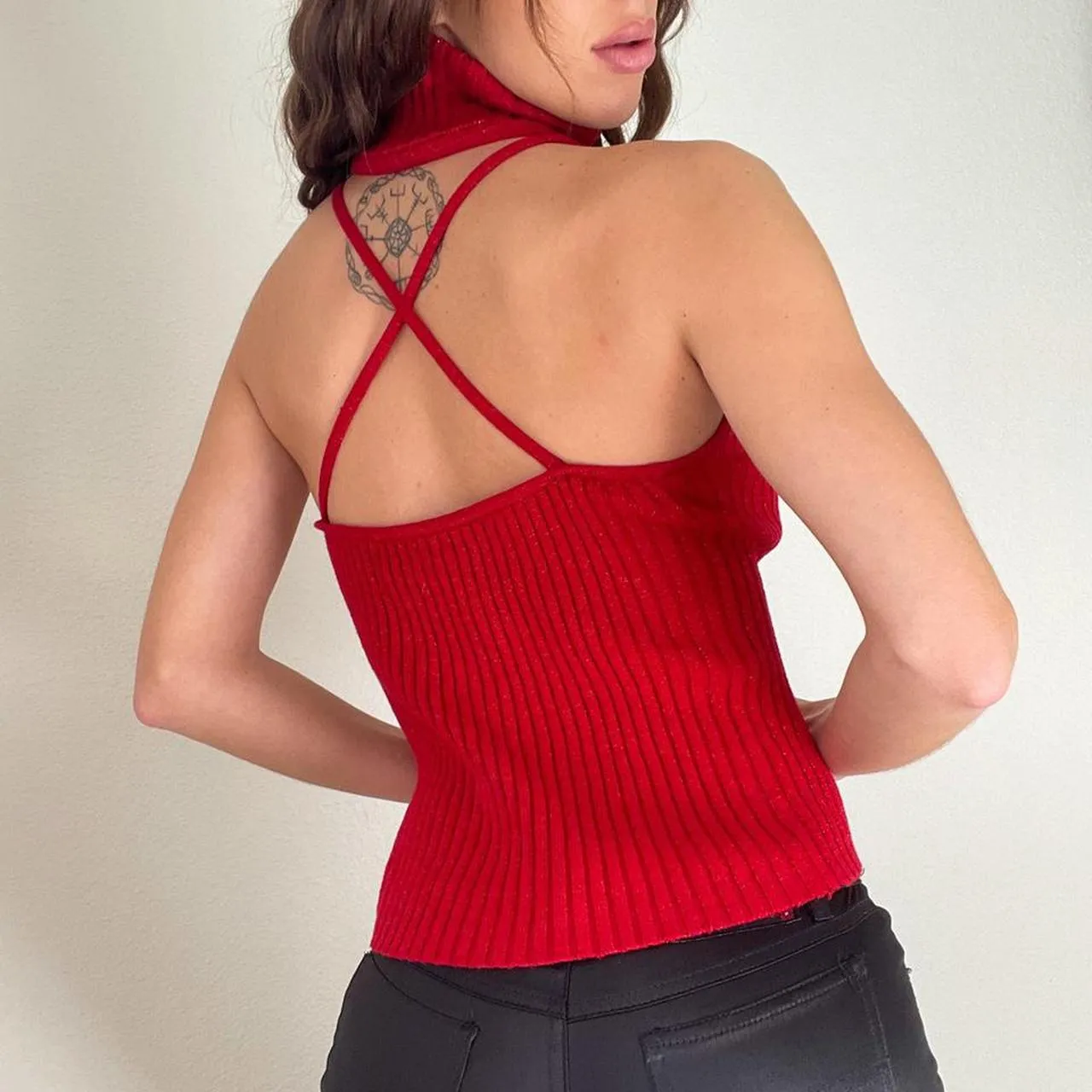 Red Sparkle Knit Tank