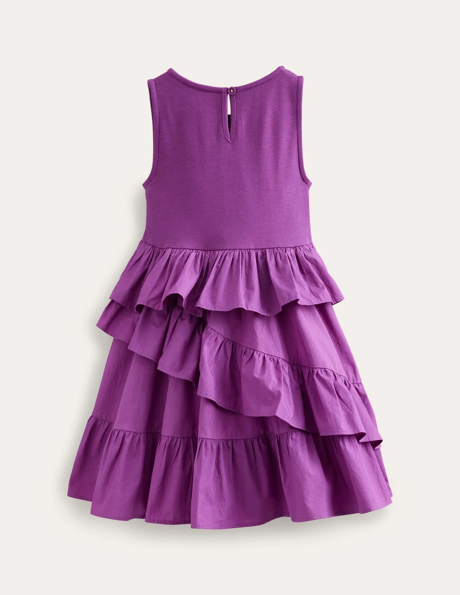 Ruffled Cotton Dress-Jewel Purple