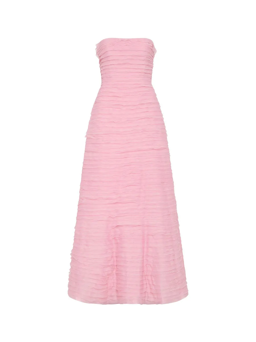Soundscape Strapless Layered Chiffon Gown