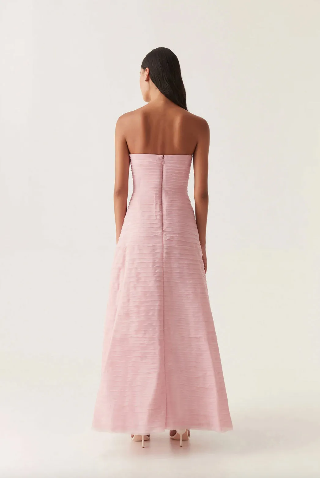 Soundscape Strapless Layered Chiffon Gown